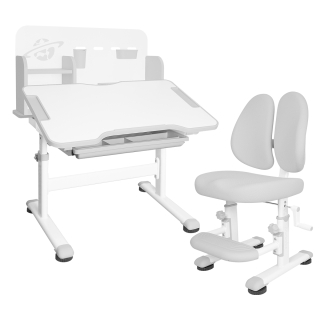 Комплект Anatomica Saturno парта + стул + надстройка + выдвижной ящик серый